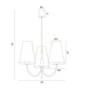 ARGON Chandelier SAFIANO Maroon Gold 3-Light E27 6270 small 3