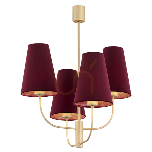 Check ARGON Safiano 4-Light Chandelier Maroon Gold E27 SKU 1827