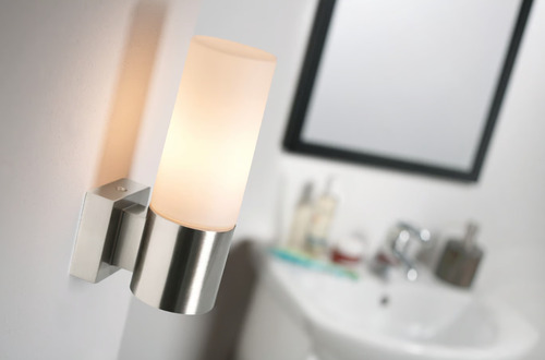 Check Tangens bathroom wall lamp brushed steel IP44 Nordlux
