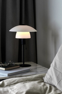 Nordlux Verona black table lamp in opal glass E27 small 1
