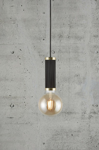 Nordlux Galloway E27 pendant light, black with brass details small 2