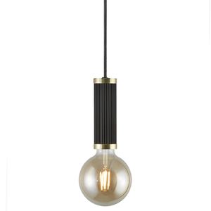 Nordlux Galloway E27 pendant light, black with brass details small 0