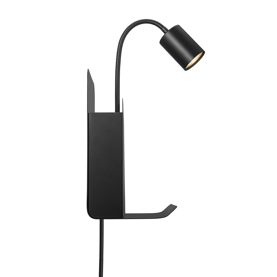 Preview Wall lamp with shelf + 2 USB ports Roomi black Nordlux Wall lamp with shelf + 2 USB ports Roomi black Nordlux