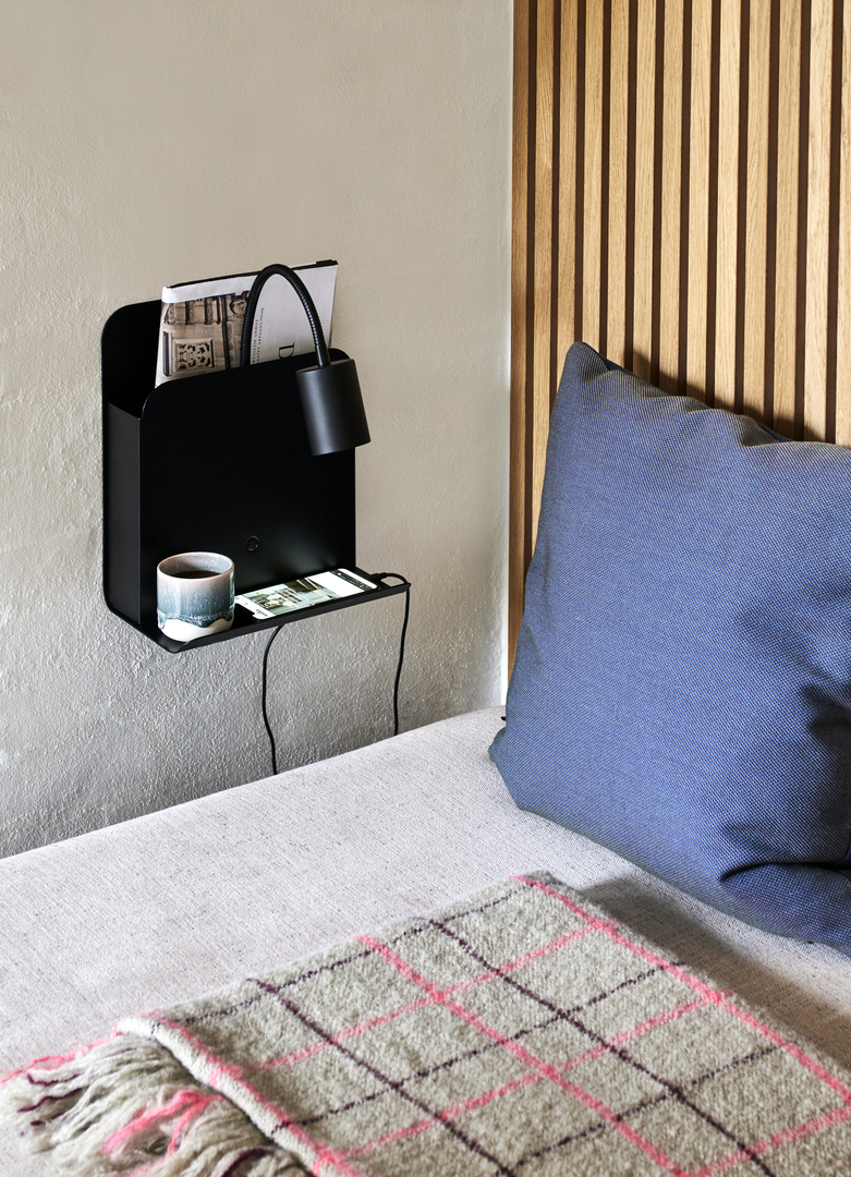Show Wall lamp with shelf + 2 USB ports Roomi black Nordlux Wall lamp with shelf + 2 USB ports Roomi black Nordlux
