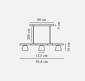 Nordlux Theo 3-Rail Pendant Light, Black with Wooden Rail, 3 × GU10 max. 25 W small 3