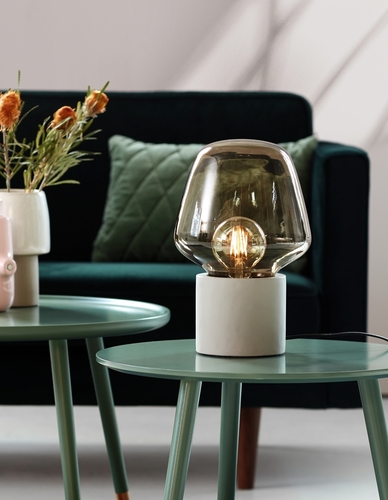 Check Nordlux CHRISTINA 20 Table Lamp Light Grey, Concrete and Smoked Glass, E27 max. 25 W