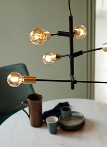 JOSEFINE 6-Spot Pendant Light Black with Brass Nordlux 6 × E27 max 25 W small 2