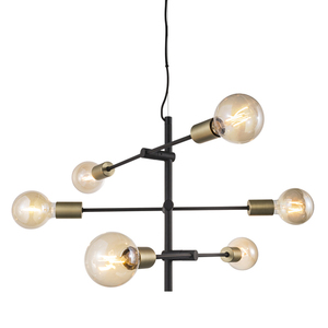 JOSEFINE 6-Spot Pendant Light Black with Brass Nordlux 6 × E27 max 25 W small 5