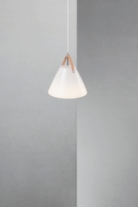 Design For The People STRAP 27 pendant, opal white glass Ø 27 cm, leather strap (2 included), E27 max 40 W, 84313001 small 2
