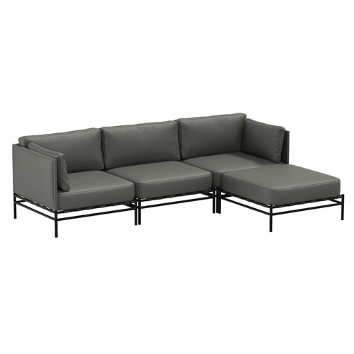 Check SIT SIT Outdoor SLAVE 3-Seater Garden Sofa Dark Gray with PUF Module