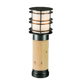 Check Light post Stockholm 1433 black+wood 9005 49cm E27 Norlys
