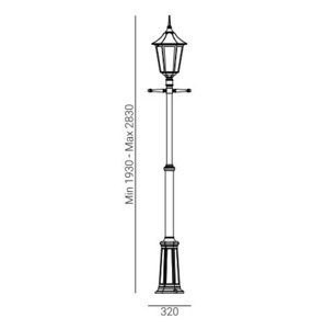 MODENA 301BL garden lantern, black, telescopic post 193–283 cm, E27 – Norlys small 1