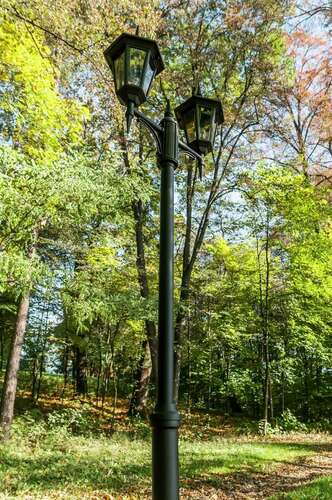 Check Norlys Modena 302BL garden lamp post, two E27 lanterns, height 184–272 cm, black RAL 9005