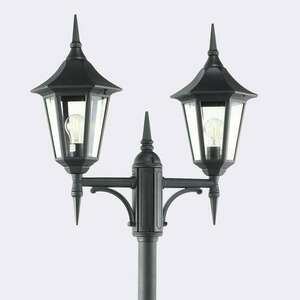 Norlys Modena 302BL garden lamp post, two E27 lanterns, height 184–272 cm, black RAL 9005 small 0