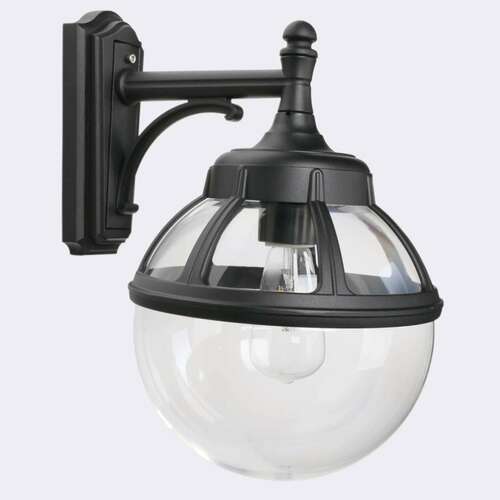 Check Outdoor sphere wall lamp BOLOGNA 310B E27 Black RAL9005 Norlys.