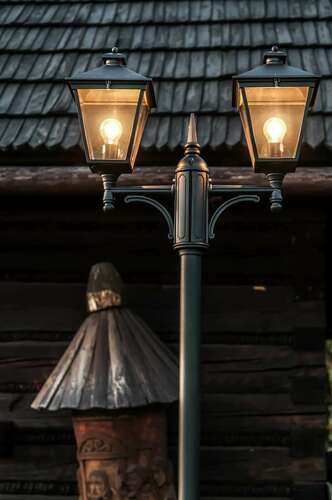 Check NORLYS LONDON 482BL black garden lantern IP54 2×E27