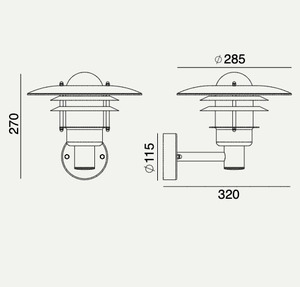 Outdoor Wall Lamp NORLYS Larvik Black Steel E27 IP55 690BL small 1