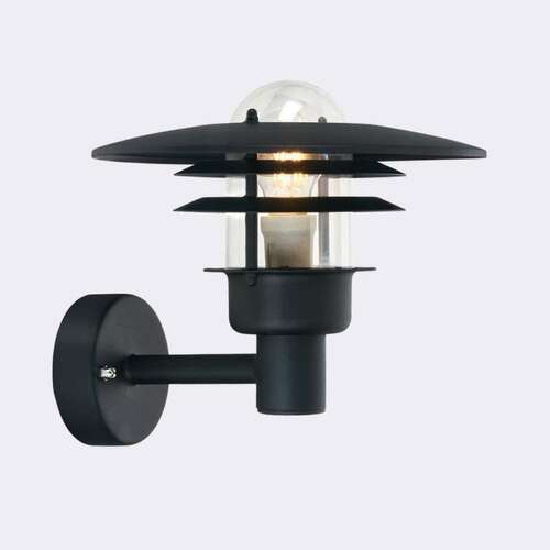 Check Outdoor Wall Lamp NORLYS Larvik Black Steel E27 IP55 690BL