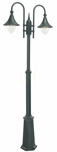 Check Norlys Firenze 820BL garden lantern, black, two shades 2x E27, telescopic pole 193–256 cm