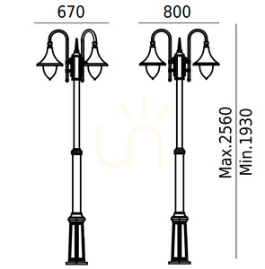 Outdoor Pole Light NORLYS Firenze 830 White E27 LED 3x9W 830WH small 1
