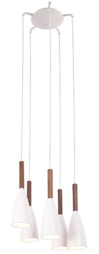 Check Pendant Light Max Light Soft P0147 White 5xE27 50 cm Wood Metal