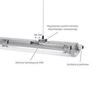 Limea Led Tube Slim Hermetic G13 2x60 250 V Ip65 710x90x63 Mm Gray small 6