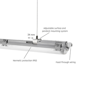 Limea Led Tube Slim Hermetic G13 1x120 250 V Ip65 1310x65x63 Mm Gray small 11