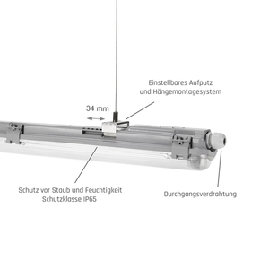 Limea Led Tube Slim Hermetic G13 1x120 250 V Ip65 1310x65x63 Mm Gray small 15