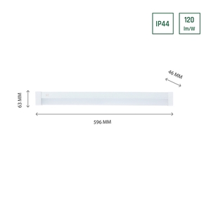 Aquatica 15 W Cw 230 V 150st Ip44 596x46x63 White Square End, Switch. small 1
