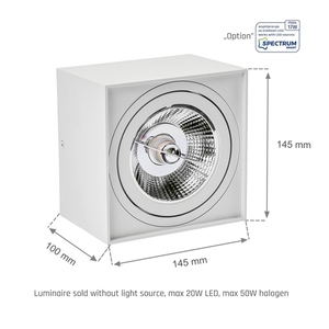 Chloe Ar111 Surface Mounted Gu10 250 V Ip20 145x145x100 White Square Movable 5 Chloe Ar111 Surface Mounted Gu10 250 V Ip20 145x145x100 White Square Movable small 5