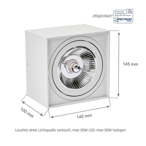 Chloe Ar111 Surface Mounted Gu10 250 V Ip20 145x145x100 White Square Movable 6 Chloe Ar111 Surface Mounted Gu10 250 V Ip20 145x145x100 White Square Movable small 6