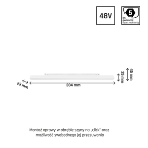 System Shift Line S Light fixture for busbar 304x23x42mm 8W 100st White 5 Years Warranty. small 1