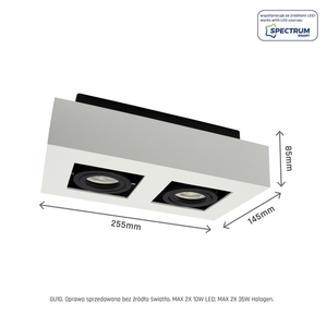 Mirora Gu10 X2 Surface Mounted Gu10 250 V Ip20 255 X145 X85 Mm White Black Rectangular Movable 7 Mirora Gu10 X2 Surface Mounted Gu10 250 V Ip20 255 X145 X85 Mm White Black Rectangular Movable small 7