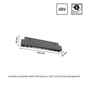 System Shift Grid S Light fixture for busbar 204x23x42mm 12 W 35st Black 5 Years Warranty. small 9