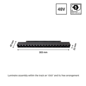 System Shift Grid M Light fixture for busbar 303x23x42mm 17W 35st Black 5 Years Warranty. small 6