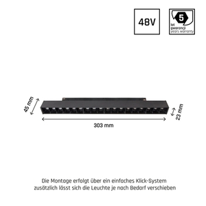 System Shift Grid M Light fixture for busbar 303x23x42mm 17W 35st Black 5 Years Warranty. small 7