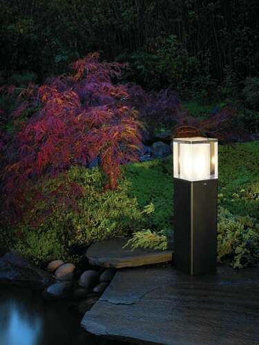 Check Arendal 1565BL bollard light, E27, 49 cm, crystal glass shade, black RAL 9005 – NORLYS