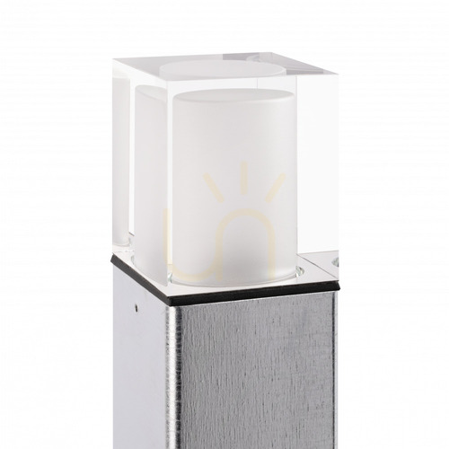 Check Arendal Big 1569GA bollard light, 35 cm, E27, crystal glass shade, hot-dip galvanised steel – NORLYS