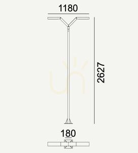 NORLYS TRYSIL 1000BL twin-arm garden and park light, 263 cm, black RAL 9005 small 1