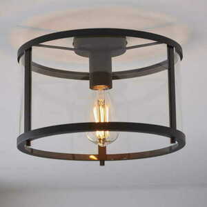 Endon Hopton Black Steel Glass E27 Dimmable Ceiling Light 101540 small 1