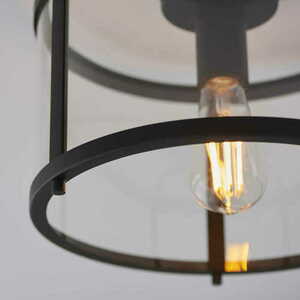 Endon Hopton Black Steel Glass E27 Dimmable Ceiling Light 101540 small 4