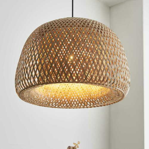 Check Pendant Light Endon Bali Black Rattan 42 cm 101574