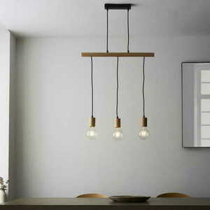 Endon Sven Black 3-Light Pendant Lamp Steel Wood E27 101678 small 4