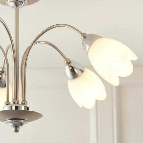 Check Ceiling Light Endon Petal 5-Light Chrome Metal 54cm