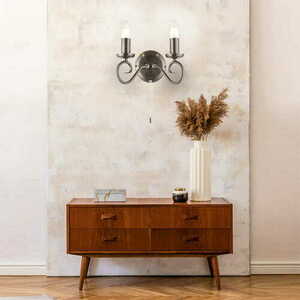 Endon Trafford 2 Light Silver Metal Classic Wall Light E14 Dimmable small 1
