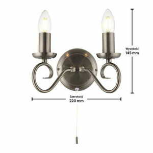 Endon Trafford 2 Light Silver Metal Classic Wall Light E14 Dimmable small 2