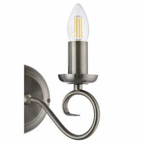 Endon Trafford 2 Light Silver Metal Classic Wall Light E14 Dimmable small 4