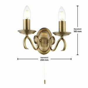 Endon Bernice Brass 2-Light E14 Classic Wall Light 2030-2AN small 2