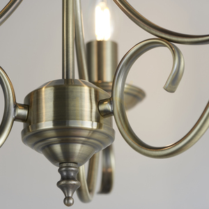 Endon Bernice 3 × E14 chandelier, antique brass finish, 39 cm, 2030-3AN small 11