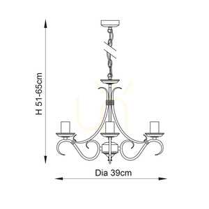 Endon Bernice 3 × E14 chandelier, antique brass finish, 39 cm, 2030-3AN small 12